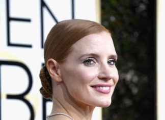 Moroccanoil uczesał Jessicę Chastain na 74. rozdanie Złotych Globów Jessica Chastain Golden Globes